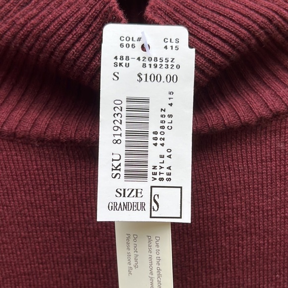 Spanner Burgundy/Wine Mock Neck Knit Sweater S - Picture 8 of 9